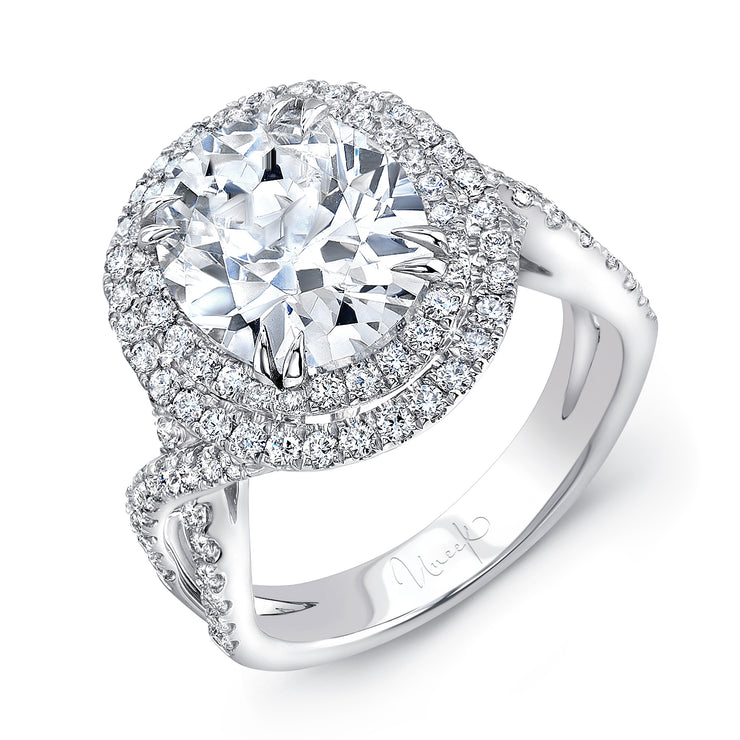 Uneek Radiance Collection Double-Halo Oval Shaped Engagement Ring