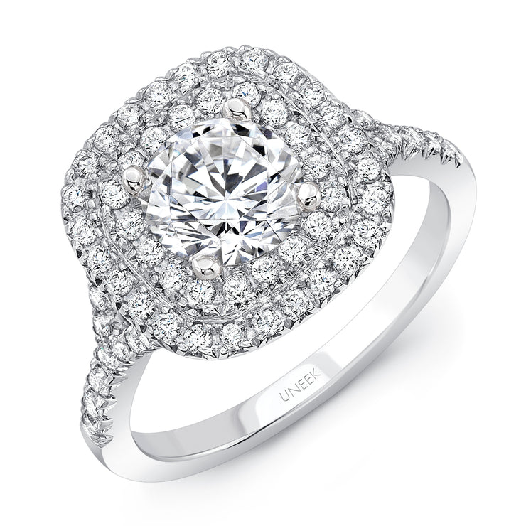 Uneek Bofb Collection Double-Halo Round Engagement Ring