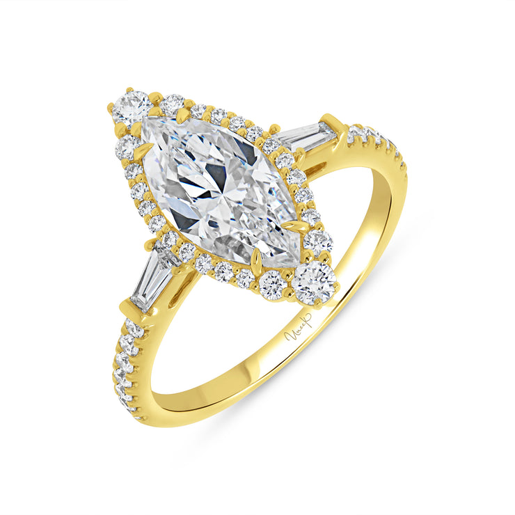 Uneek Petals Collection Halo Marquise Engagement Ring