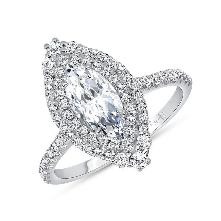 Uneek Petals Collection Double-Halo Marquise Engagement Ring