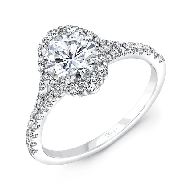 Uneek Petals Collection Halo Round Engagement Ring