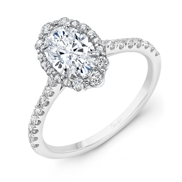 Uneek Petals Collection Halo Oval Shaped Engagement Ring