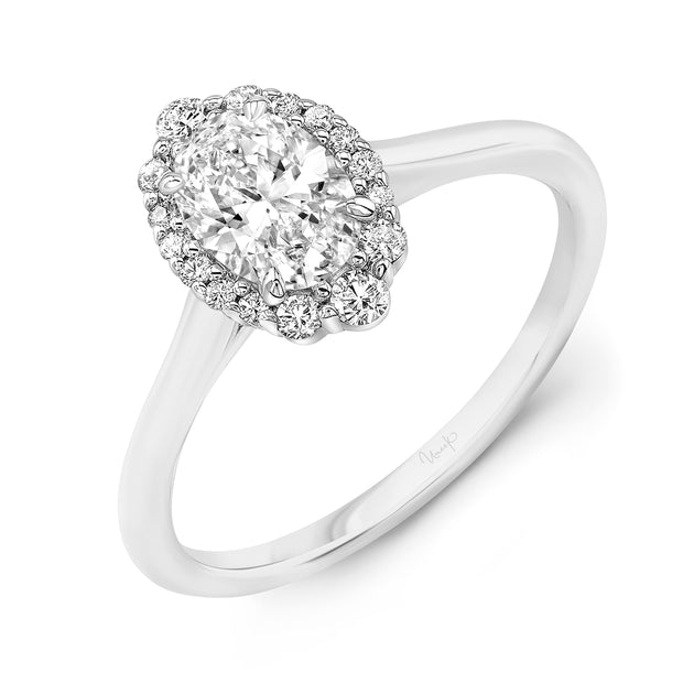 Uneek Petals Collection Halo Oval Shaped Engagement Ring