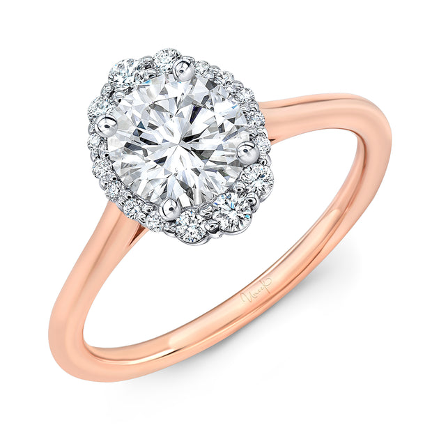 Uneek Petals Collection Halo Round Engagement Ring