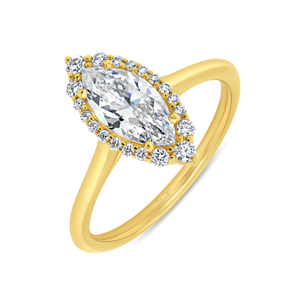 Uneek Petals Collection Halo Marquise Engagement Ring