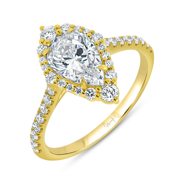 Uneek Petals Collection Halo Pear Shaped Engagement Ring