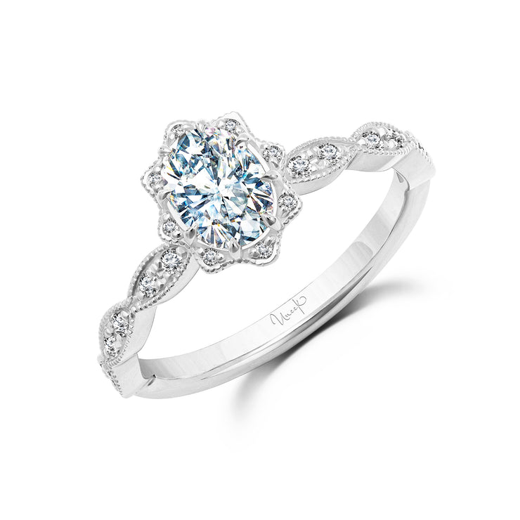 Uneek Us Collection Halo Oval Shaped Engagement Ring