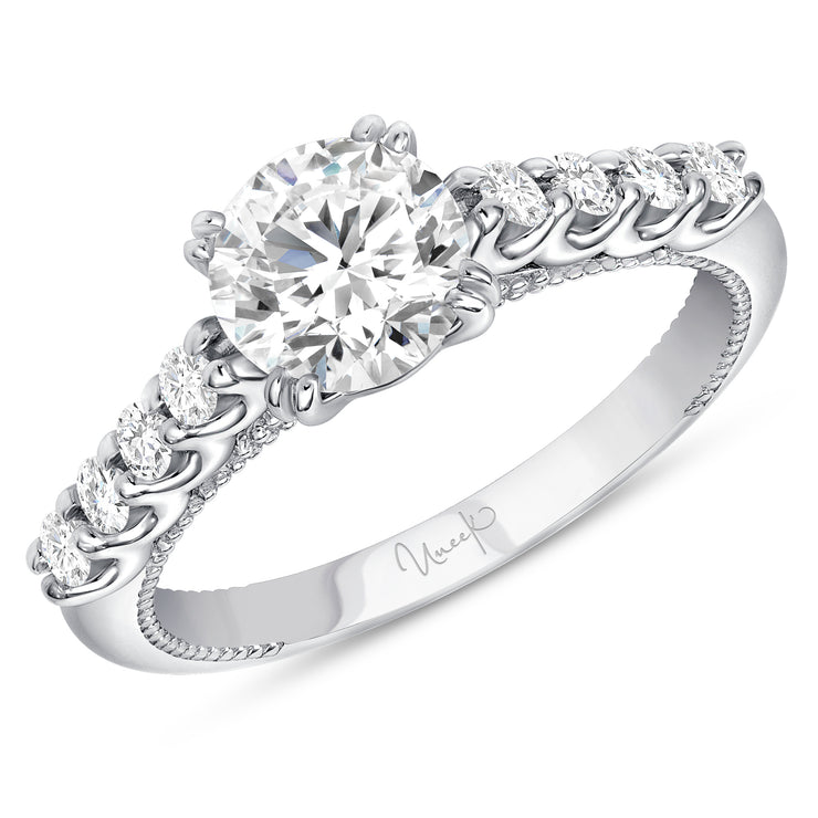 Uneek Us Collection Straight Round Engagement Ring