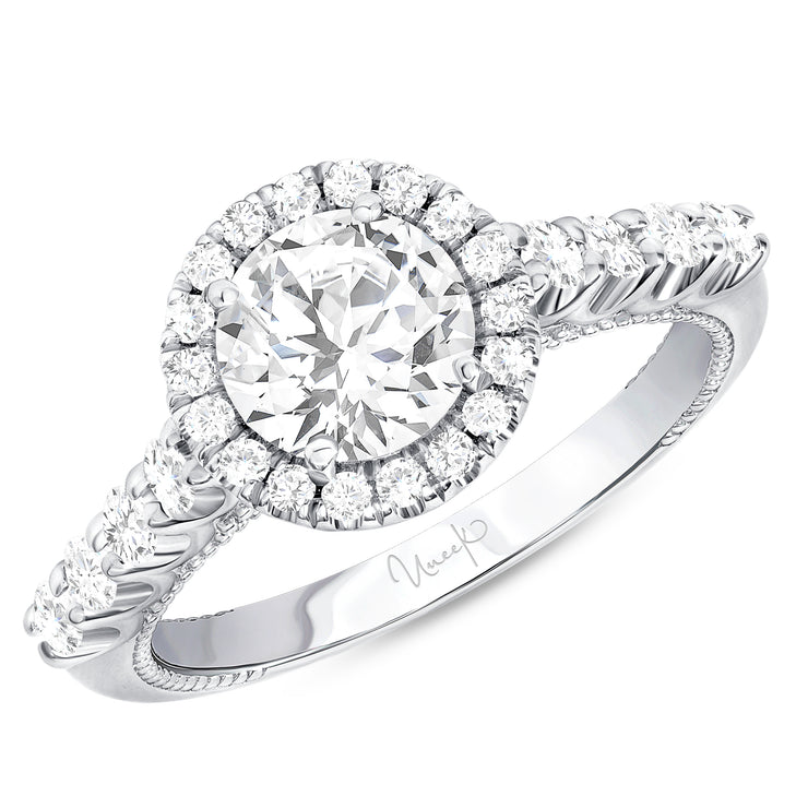 Uneek Us Collection Halo Round Engagement Ring