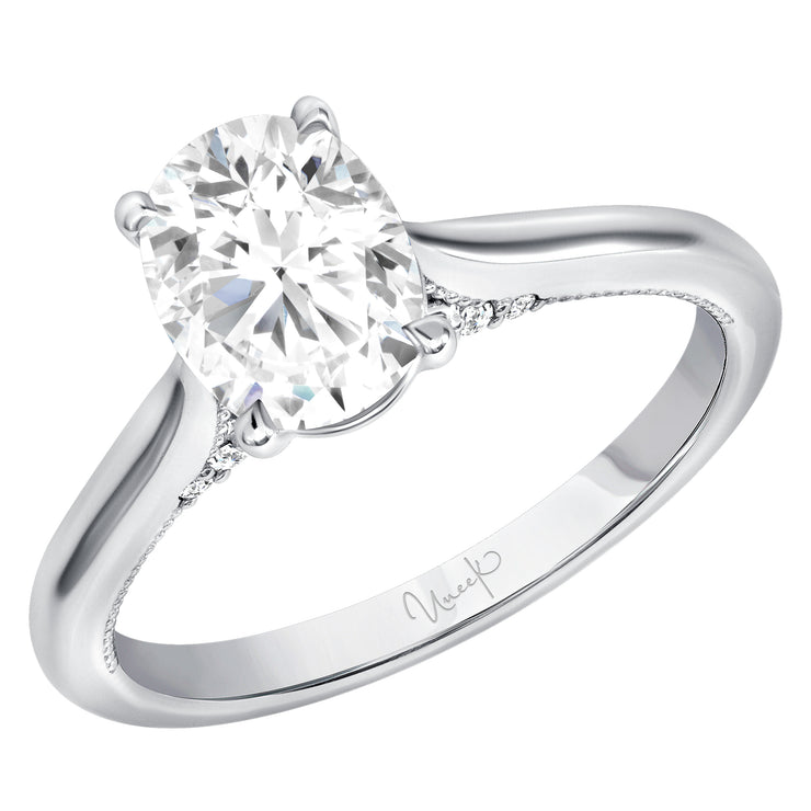 Uneek Us Collection Solitaire Oval Shaped Engagement Ring