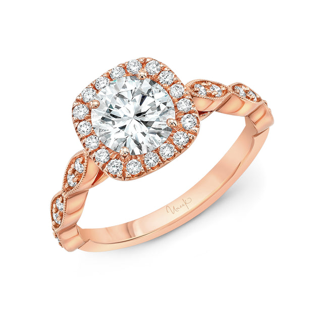 Uneek Us Collection Halo Round Engagement Ring