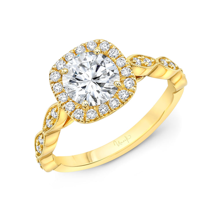 Uneek Us Collection Halo Round Engagement Ring