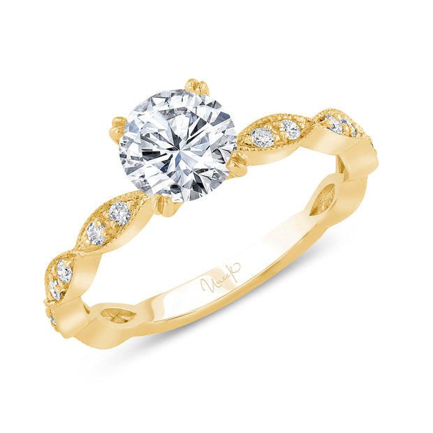 Uneek Us Collection Straight Round Engagement Ring