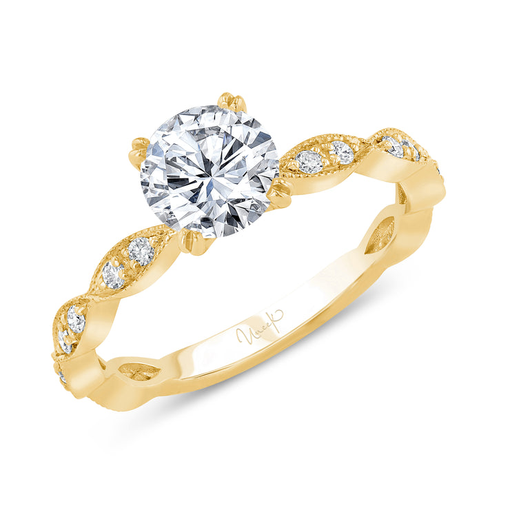 Uneek Us Collection Straight Round Engagement Ring