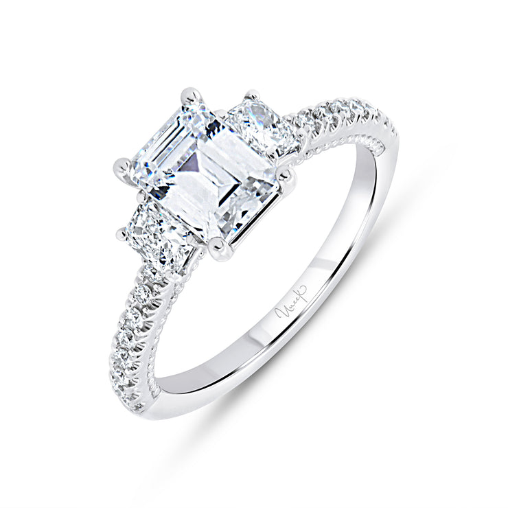 Uneek Us Collection Three-Stone Radiant Engagement Ring