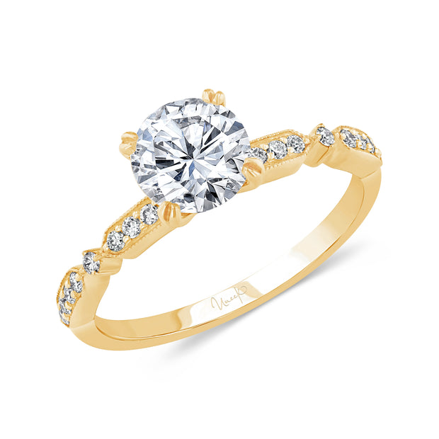 Uneek Us Collection Straight Round Engagement Ring