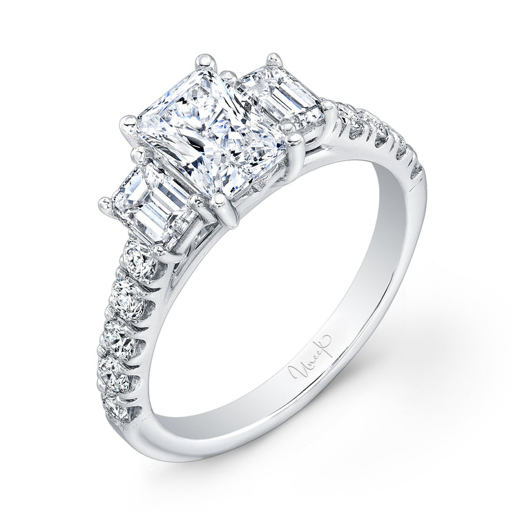 Uneek Unity Collection Three-Stone Emerald Cut Engagement Ring