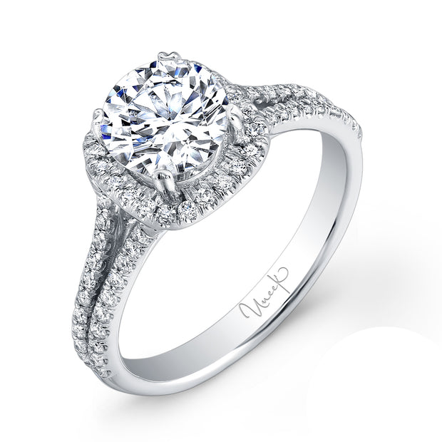 Uneek Unity Collection Halo Round Engagement Ring