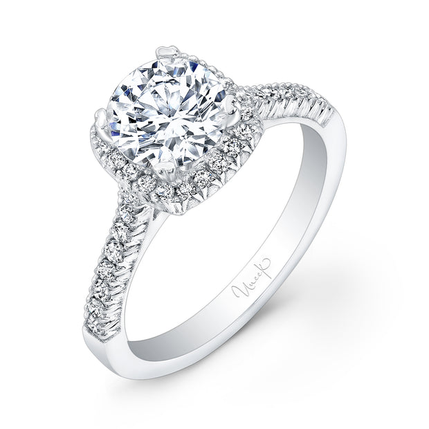 Uneek Unity Collection Halo Round Engagement Ring