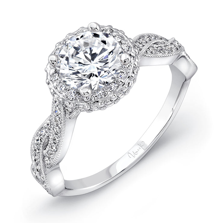 Uneek Unity Collection Halo Round Engagement Ring