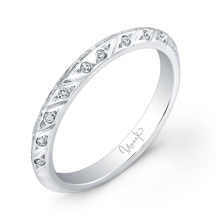 Uneek Hand-Engraved Knife-Edge Diamond Wedding Band