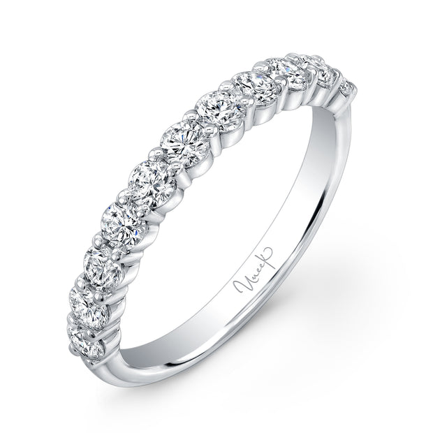 Uneek 11-Diamond Shared-Prong Wedding Band with Scalloped Edges