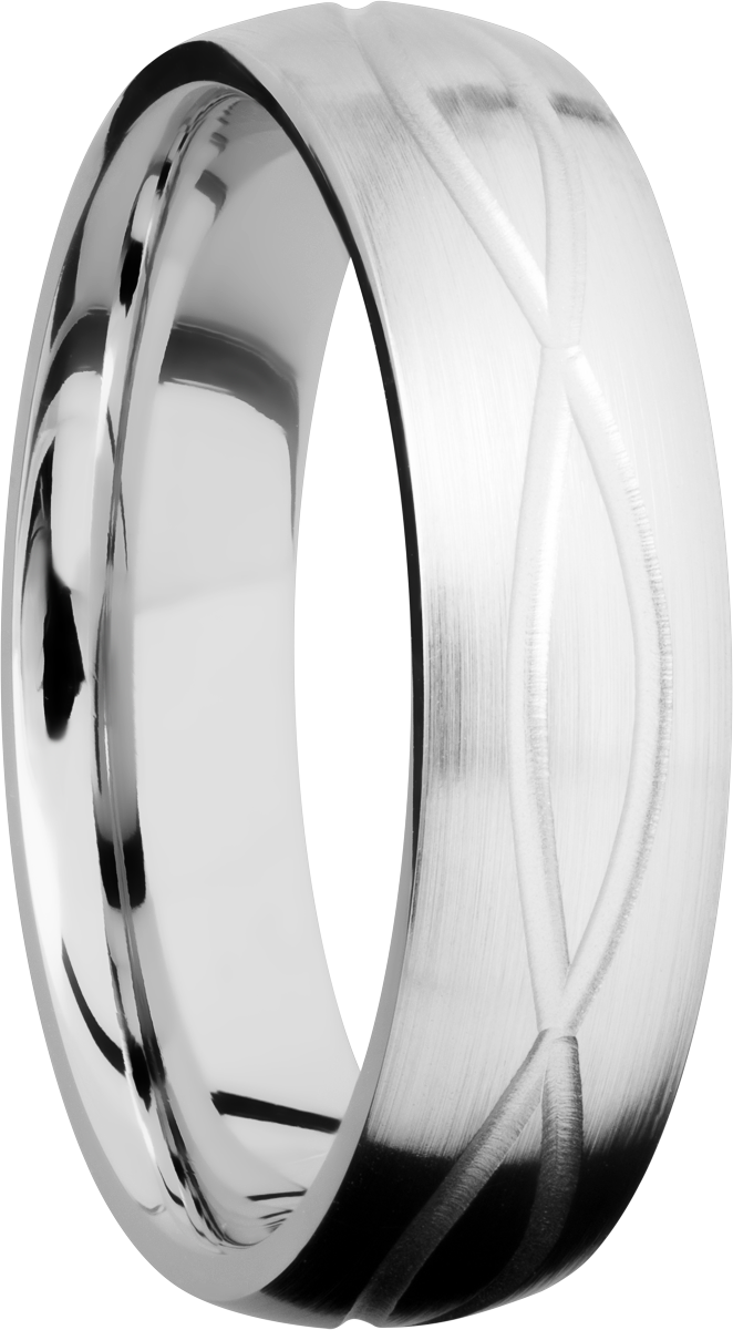 Cobalt chrome 6mm domed band with laser-carved infinity pattern