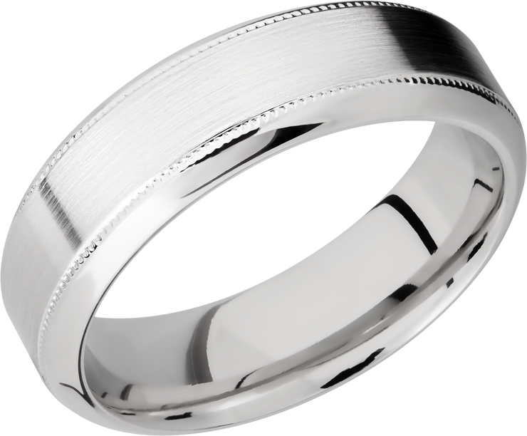 Cobalt chrome 7mm beveled band with reverse milgrain detail