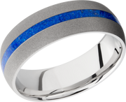 Cobalt chrome 8mm domed band with a mosaic inlay of Lapis