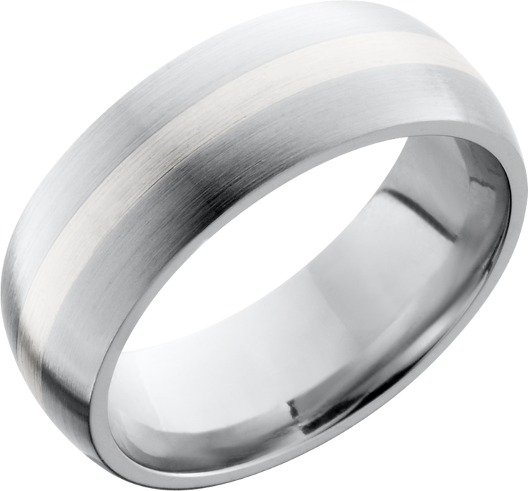 Cobalt chrome 8mm domed band with a 2mm inlay of sterling silver