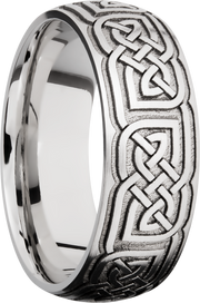 Cobalt chrome 8mm domed band with laser-carved celtic pattern