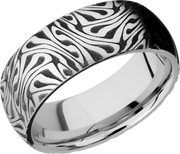 Cobalt chrome 8mm domed band with laser-carved escher pattern