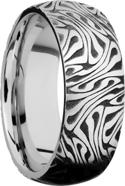 Cobalt chrome 8mm domed band with laser-carved escher pattern