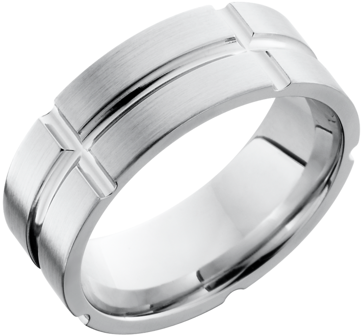 Cobalt chrome 8mm flat band with segmented detail