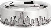 Cobalt chrome 8mm flat band with laser-carved Dallas skyline