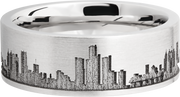 Cobalt chrome 8mm flat band with laser-carved Detroit skyline