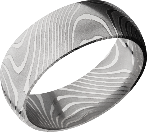 Handmade 8mm flattwist Damascus steel domed band