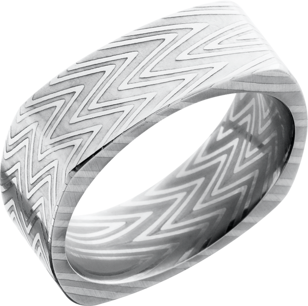 Handmade 8mm zebra Damascus steel flat square band