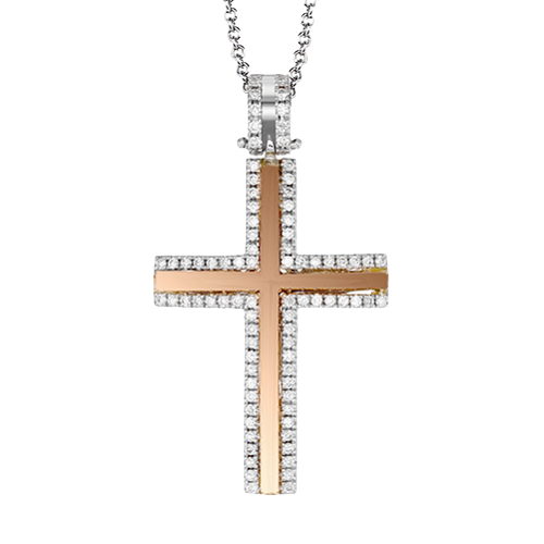 Cross Pendant in 18k Gold with Diamonds