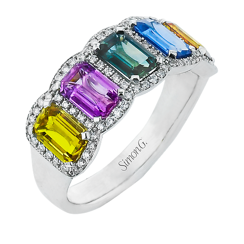 Color Ring in 18k Gold with Diamonds