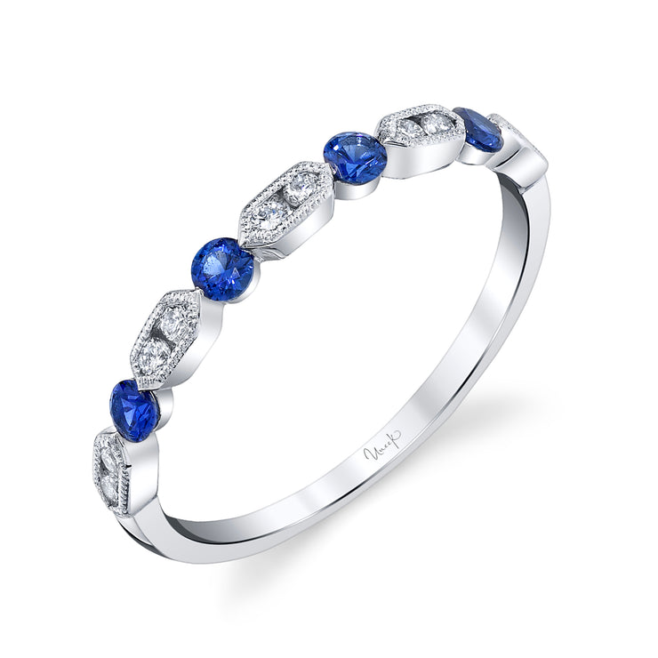 Uneek Precious Collection 1-Row Round Blue Sapphire Fashion Ring