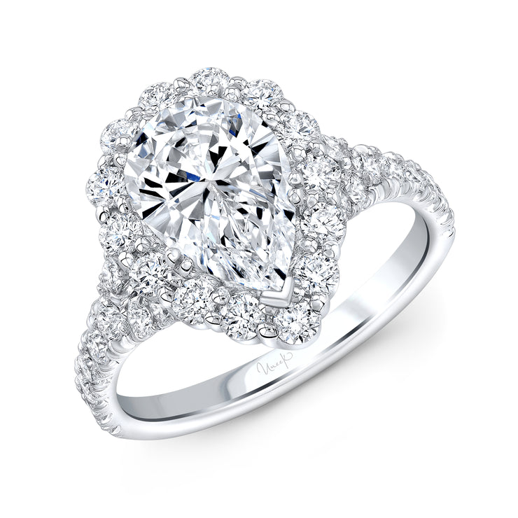Uneek Natureal Collection Halo Pear Shaped Engagement Ring
