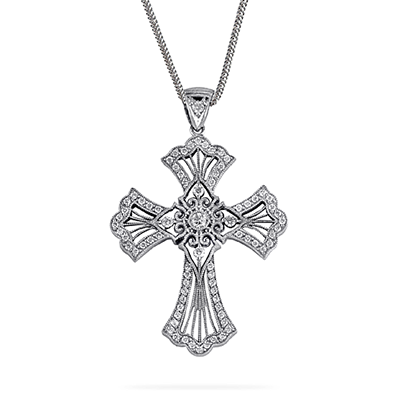 Cross Pendant in 18k Gold with Diamonds