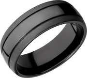 Zirconium 8mm domed band with 2, .5 mm grooves