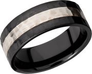 Zirconium 8mm flat band with an inlay of sterling silver