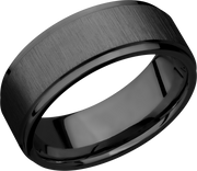 Zirconium 8mm flat band with grooved edges