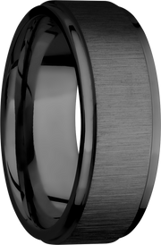 Zirconium 8mm flat band with grooved edges