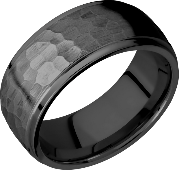 Zirconium 9mm domed band with grooved edges